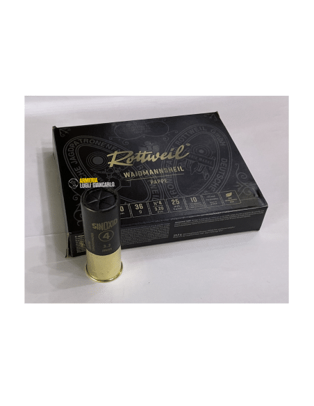 Cartucce da caccia Rottweil Waidmannsheil pappe calibro 12 36 gr piombo n.4 scatole da 10 con cartucce in cartone