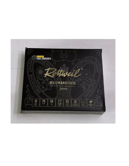 Cartucce da caccia Rottweil Waidmannsheil pappe calibro 12 36 gr piombo n.4 scatole da 10 con cartucce in cartone