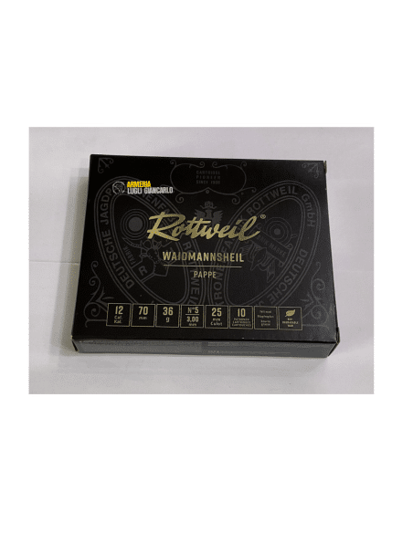 Cartucce da caccia Rottweil Waidmannsheil pappe calibro 12 36 gr piombo n.5 scatole da 10 con cartucce di cartone