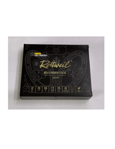 Cartucce da caccia Rottweil Waidmannsheil pappe calibro 12 36 gr piombo n.6 scatole da 10 con cartucce in cartone