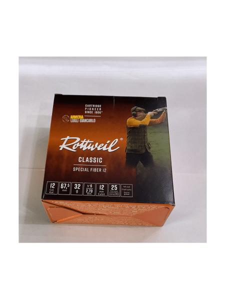 Cartucce da caccia Rottweil classic special fiber 12 calibro 12 32 gr piombo n.6 scatole da 25