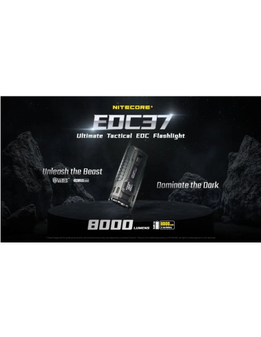 Nitecore - EDC37 - 8000 Lumens, 420 metri, Batteria 8000mAh, Ricarica USB-C - Torcia Tattica a LED