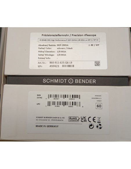 Ottica Schmidt & Bender 10-60x56 CM II high performance P M2F-2MOA 1/8 CW MT II  codice 860-911-625-Q6-L9