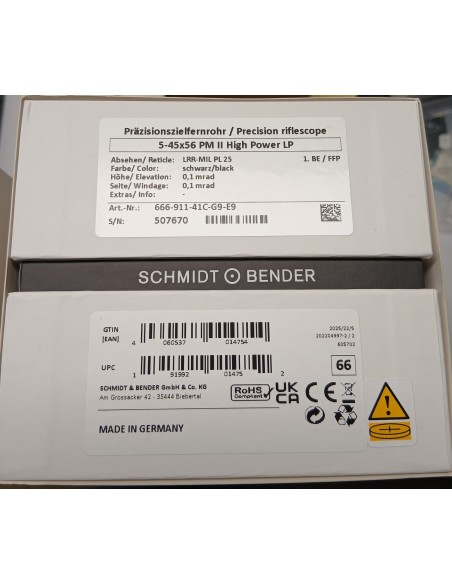 Ottica Schmidt & Bender 5-45x56 PM II High Power LP codice  666-911-41C-G9-E9