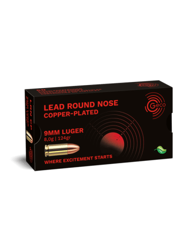 Cartucce colpi per pistola 9 luger  Geco lead round nose copper-plated 9 mm luger 124 grani 50 pz
