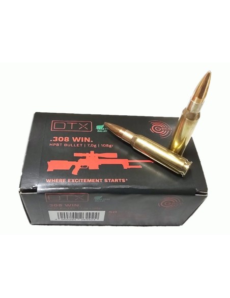 Cartucce Geco dtx calibro 308 108 grani laed free bullet