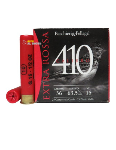 Cartucce Munizioni Colpi Baschieri & Pellagri  Cartucce Baschieri e Pellagri Extra Rossa 410 cal. 36/63,5 15 g piombo 10