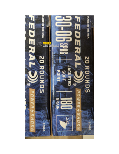 Cartucce Munizioni Colpi calibro 30-06 Federal 20 pezzi 180 grani Power Shok