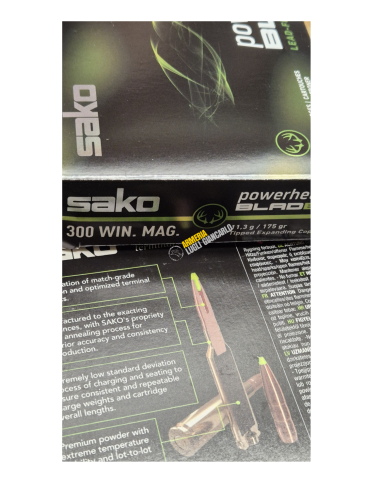 Cartucce Munizioni Colpi calibro 300 win. Mag. 175 grani Sako Powerhead Blade Lead Free Hunting Ammunition