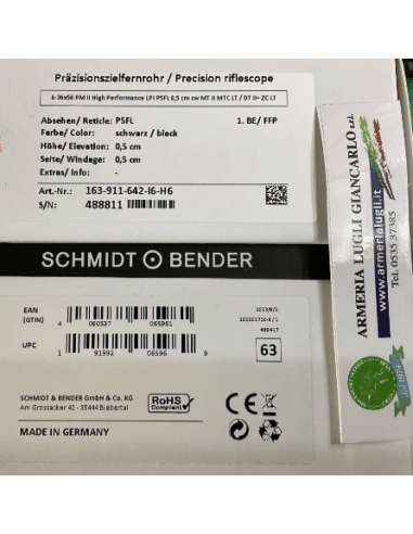Ottica Schmidt & Bender 6-36x56 PMII High Performance LPI P5FL 0,5cm cw MT II MTC LT/DT II+ZC LT