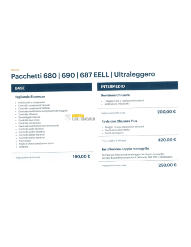 Tagliandi Revisione armi Chiusura Installazione doppio Monogrillo per fucili Beretta 680/690/687 EELL