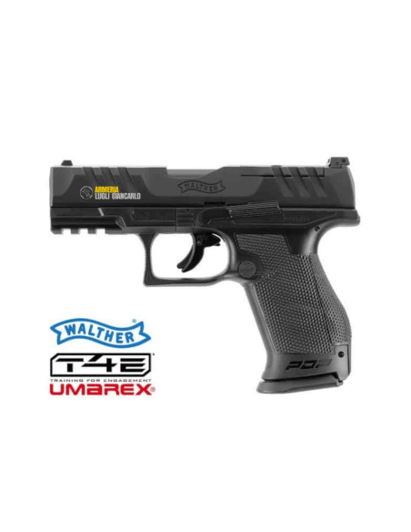 UMAREX T4E PISTOLA WALTHER 2.4554 PDP COMPACT 4" .43 SCARRELLANTE 7,5J DIFESA PERSONALE COLPI IN GOMMA DIAMETRO 43 380386
