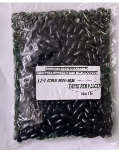 Palle Armeria Lugli ogive  verniciate calibro 9mm 124grs RN-BB nere Dia 356 conf. da 1000