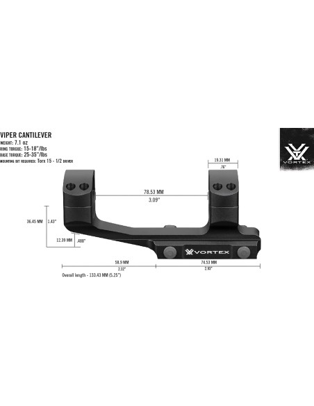 Anelli Vortex PRO EXTENDED CANTILEVER MOUNT 1 inch
