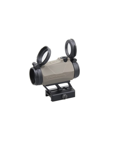 PUNTO ROSSO PER ARMI TAC VECTOR OPTICS  "MAVERICK" RED DOT 3 MOA COPERTURA GOMMATA FDE DESERT CON BASE PICATINNY QR (SCRD-39P)
