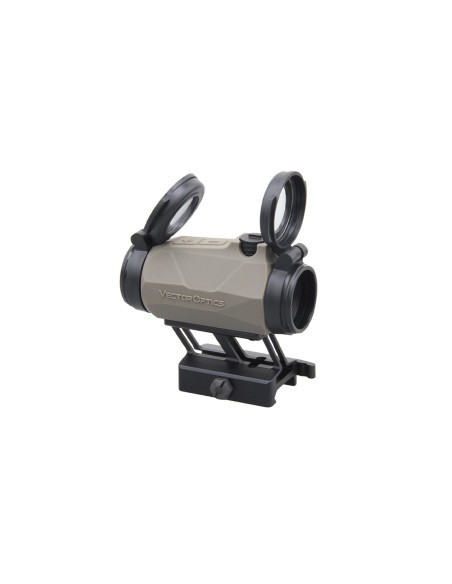 PUNTO ROSSO PER ARMI TAC VECTOR OPTICS  "MAVERICK" RED DOT 3 MOA COPERTURA GOMMATA FDE DESERT CON BASE PICATINNY QR (SCRD-39P)