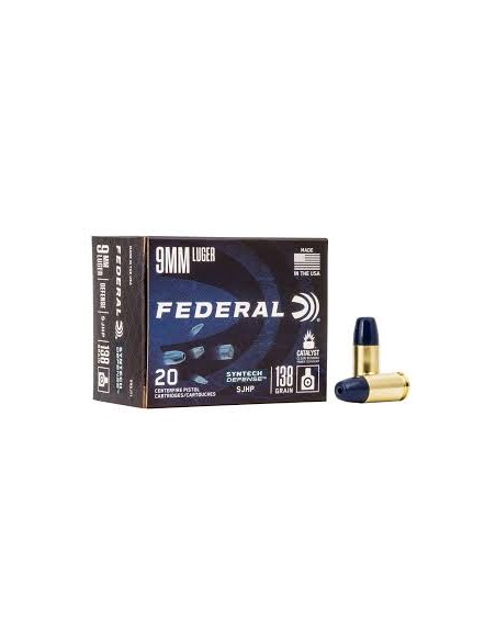 COLPI PER PISTOLA FEDERAL 9 MM LUGER 138 GRS SYNTECH DEFENSE SJHP 20 STK