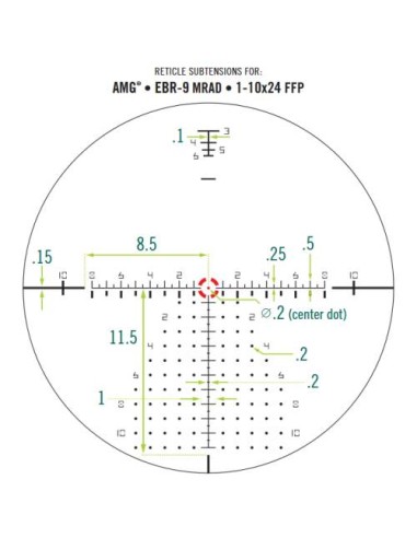 Ottica da tiro caccia Vortex Vortex AMG® 1-10×24 FFP EBR-9 MRAD SKU: VX-AMG11002