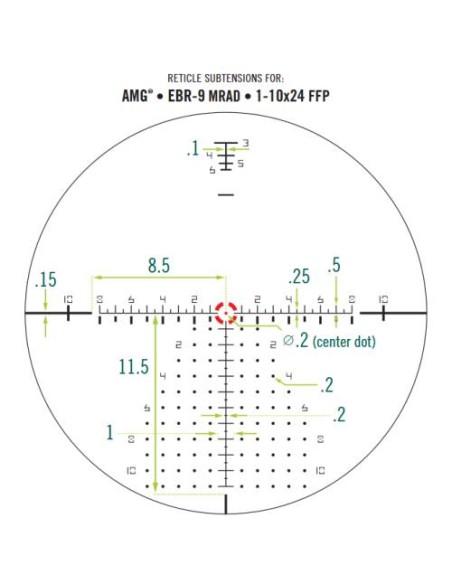 Ottica da tiro caccia Vortex Vortex AMG® 1-10×24 FFP EBR-9 MRAD SKU: VX-AMG11002