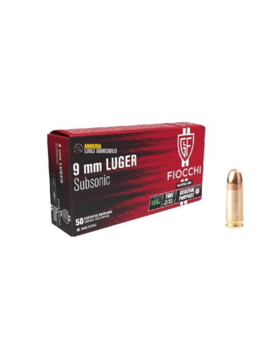 COLPI SILENZIATI FIOCCHI CARTUCCE CAL. 9 LUGER 9x19 FMJ SUBSONIC 158grs