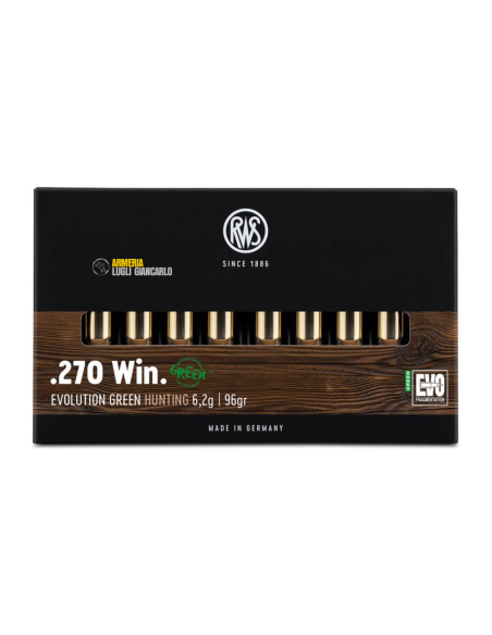 CARTUCCE DA CACCIA GREEN RWS CALIBRO 270 Win. Evolution Green 96gr