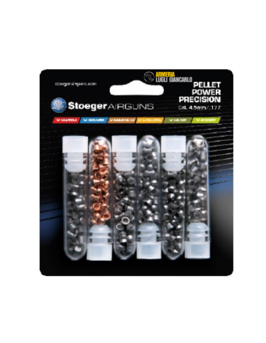 PALLINI PER ARMI CALIBRO 4,5  6 TUBES PELLET SAMPLER PACKAGESTOEGER COD.545100