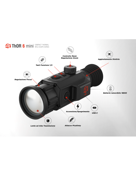 Sport optics Monocolo ATN visori termici da puntamento, visori termici digitali THOR 6 Mini