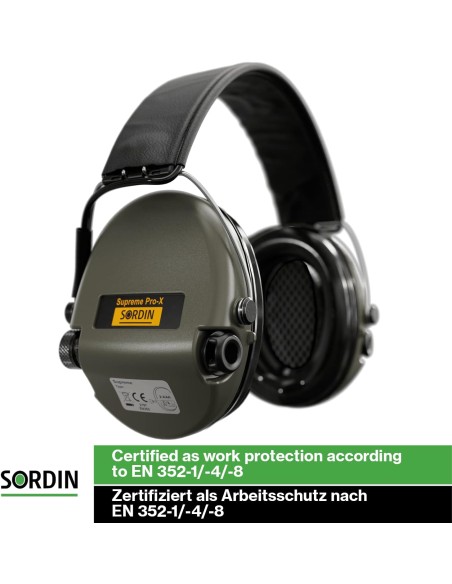 Cuffie elettroniche verdi Sordin Pro Protezioni acustiche a capsula 75302-S