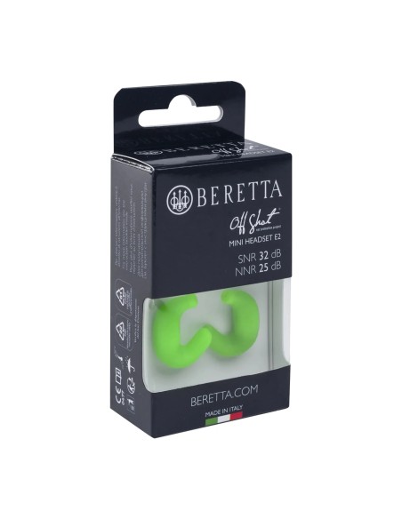 Beretta Tappi 32 dB da sparo Mini Headset Verdi Fluo  Green Fluo E2
