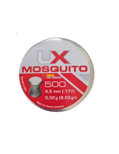 Pallini/Piombini pellet calibro 4,5 marca Umarex Morquito 500 pezzi 0,52gr