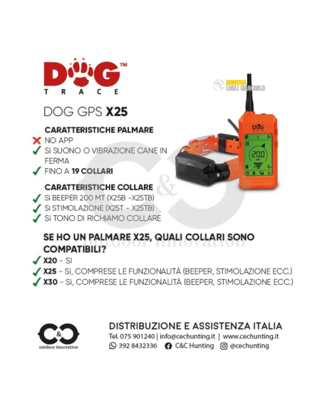 Dogtrace DOG GPS X25 Kit DOG GPS X25 Kit 1 Palmare Arancione + 1 Collare GPS