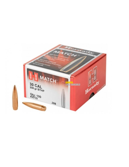 HORNADY MATCH 30733 BTHP palle calibro 30 (.308) 208grs Conf. da 100 palle
