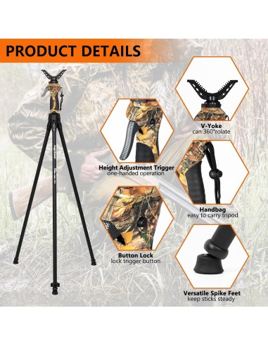 FIERY DEER Treppiede GEN4 treppiede per fucile caccia regolabile in lunghezza 165 CM