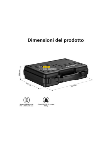 Valigetta Plastica per pistole Armeria Lugli Valigetta porta armi, Custodia per pistola con imbottitura  310 x 256 x 86 mm
