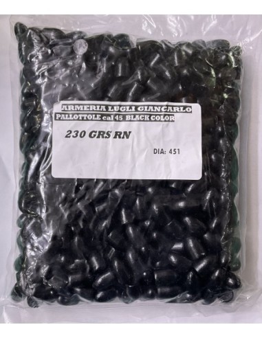 Palle Armeria Lugli ogive verniciate calibro 45 230grs RN nere Dia 451 500 pezzi