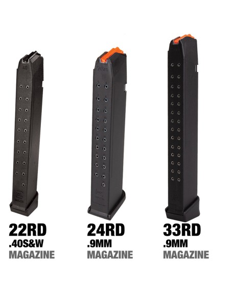 Caricatore 33 Colpi per pistole Glock 19 17L 17 19X 24 26  CALIBRO 9MM  CODICE 373746
