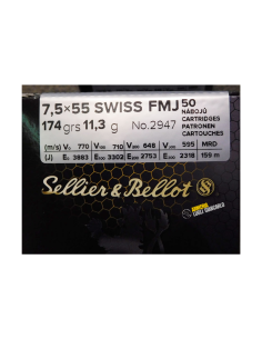 SELLIER & BELLOT MUNIZIONI CAL.7,5x55 SWISS FMJ 174 GRS SELLIER & BELLOT (CONF. 50 PZ) V341632