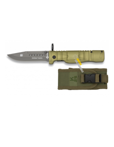 Coltello tattico K25 colore oro con lama in acciaio  inossidabile da 9,7 cm con fodero in cordura codice 18325