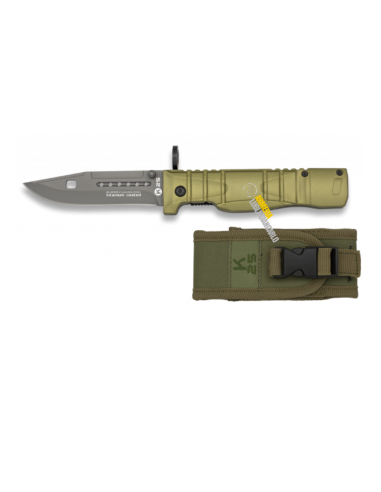 Coltello tattico K25 colore oro con lama in acciaio  inossidabile da 9,7 cm con fodero in cordura codice 18325