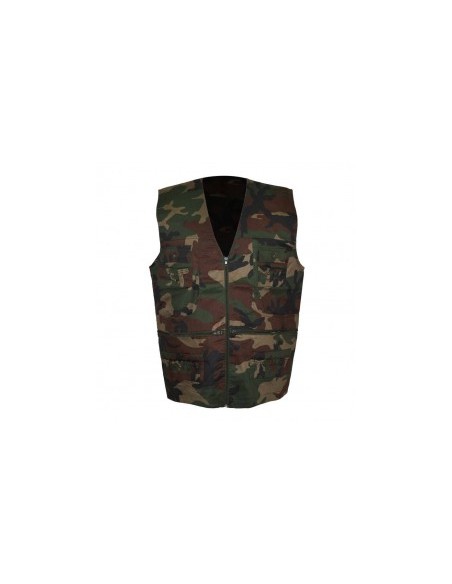 Caccia Pesca Tempo Libero woodland  Gilet mimetico Patton con doppia cartuccera Codice  BC 1349-17