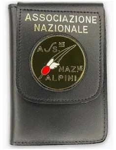 Portatesserino portafoglio Vega Holster ANA Associazione Nazionale Alpini, cuoio,nero