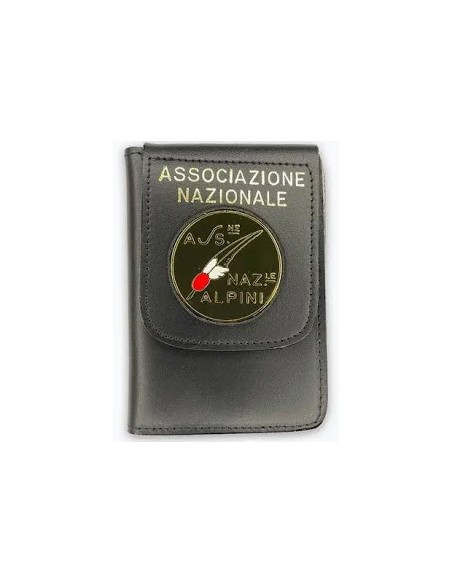 Portatesserino portafoglio Vega Holster ANA Associazione Nazionale Alpini, cuoio,nero