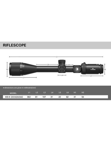 IBP044      Ottiche e Sistemi di Mira Cannocchiali   CANNOCCHIALE DO MS 6-24X42 AO IR anelli 11 mm