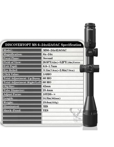 IBP044      Ottiche e Sistemi di Mira Cannocchiali   CANNOCCHIALE DO MS 6-24X42 AO IR anelli 11 mm