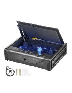 Armi Casseforti Armeria Lugli CASSETTA SICUREZZA PER PISTOLA Apertura con impronta digitale + 4 numeri + serratura con chiave