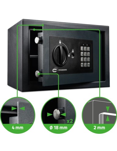 Cassaforte con codice elettronico STANDERS da fissare L 31 x H 20 x P 20 cm