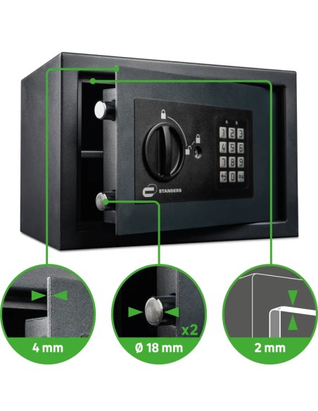 Cassaforte con codice elettronico STANDERS da fissare L 31 x H 20 x P 20 cm