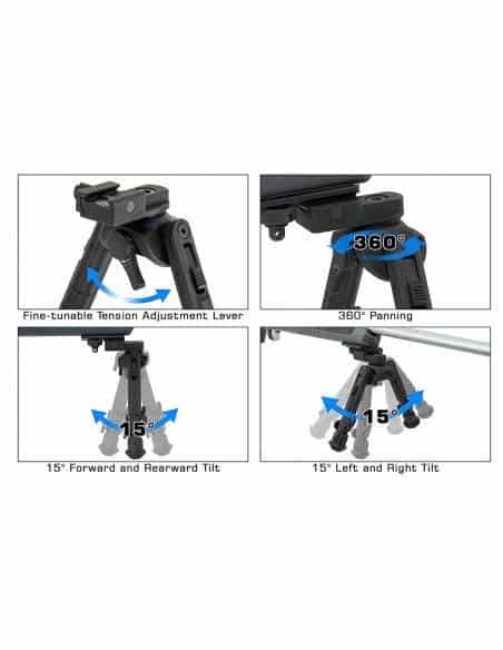 UTG Recon 360 TL Bipod, 8"-12" Altezza centrale, Picatinny