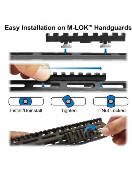 UTG Pro M-Lok(TM) 4-Slot Picatinny Rail Section, Black by