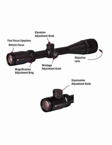 Vortex Crossfire II 3-9x40 Rifle Scope, V-Brite Dradenkruis (MOA) TWEEDEKANS